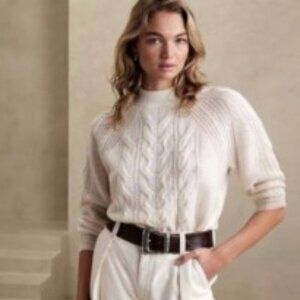 Banana Republic Cream Cable Knit Sweater
